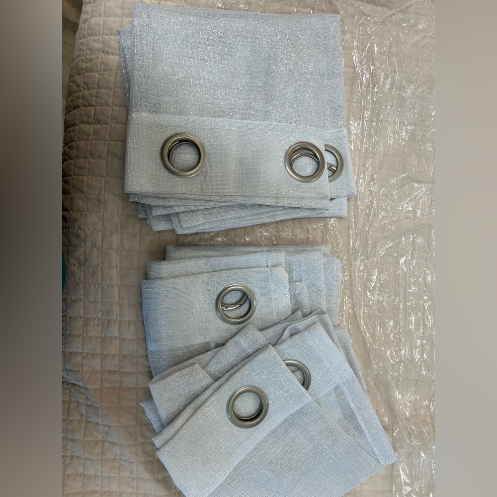 4 Sheer, shimmering curtain panels, each 36”wide x 82” (just under 7’)